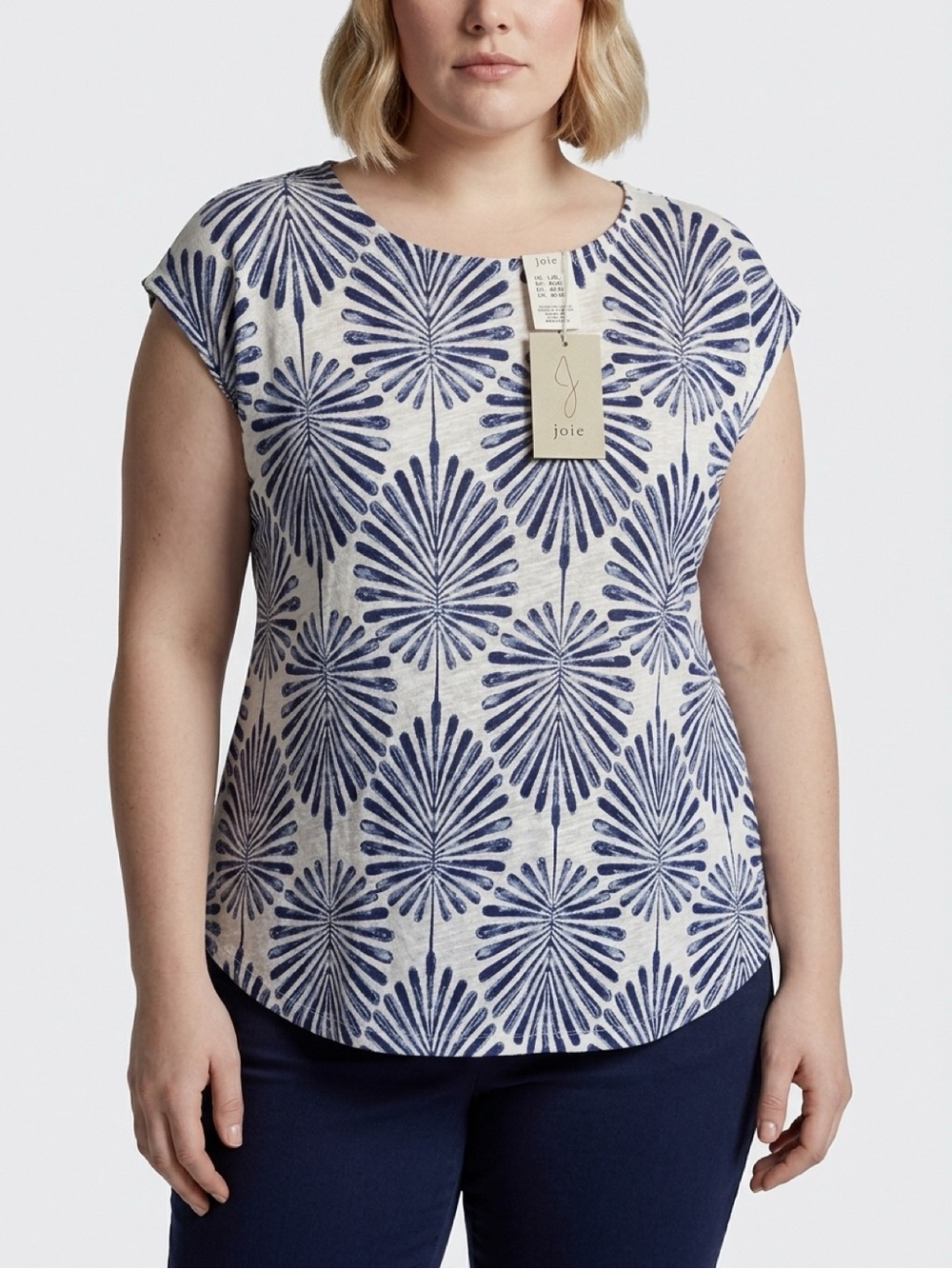 Joie Cream Top with Navy Burst Floral Print